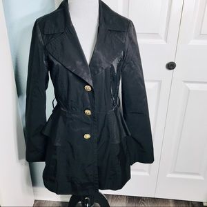 Jessica Simpson Black Peplum Trench Raincoat Size Small